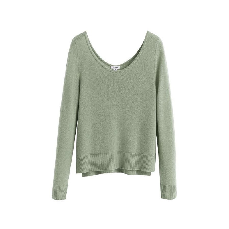 Női Cuyana Single-Origin Cashmere Scoop Neck Pulóverek Zöld | VOD3983JX