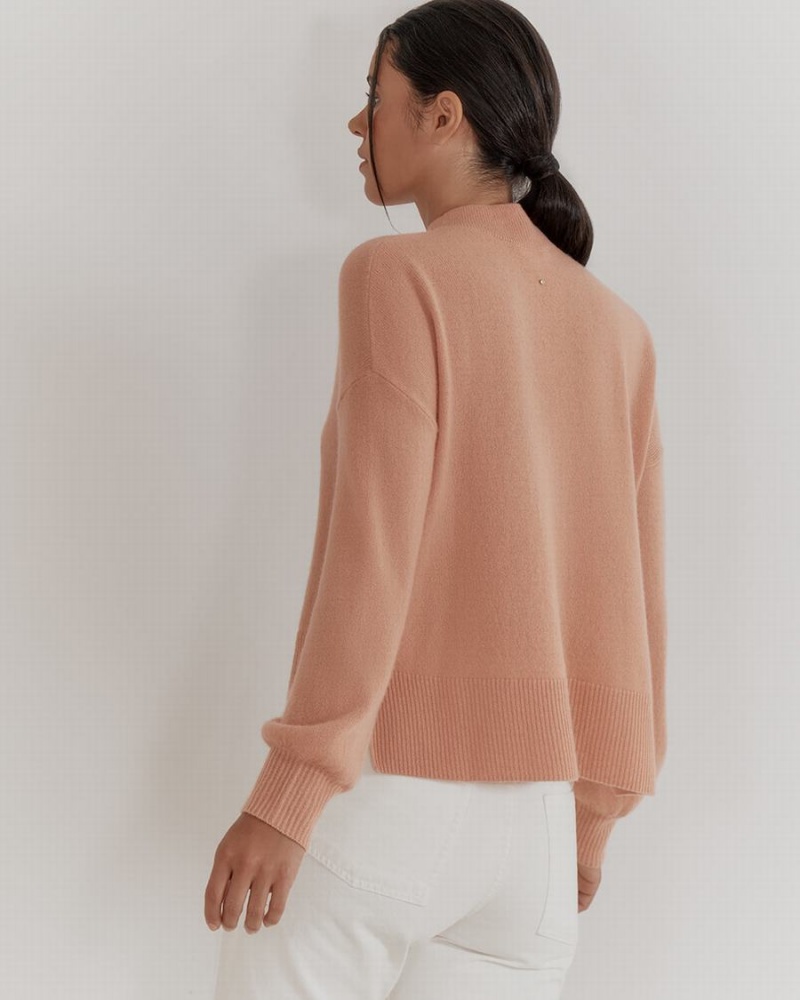 Női Cuyana Single Origin Cashmere Cropped Pulóverek Bézs | TRD1738JN