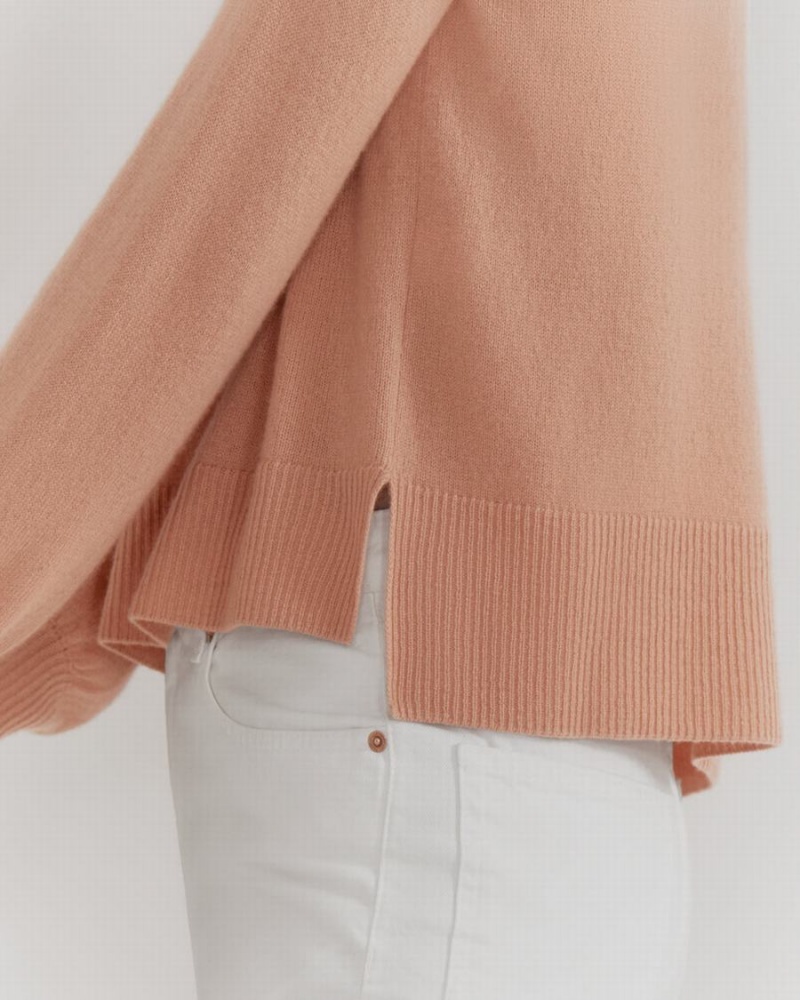 Női Cuyana Single Origin Cashmere Cropped Pulóverek Bézs | TRD1738JN