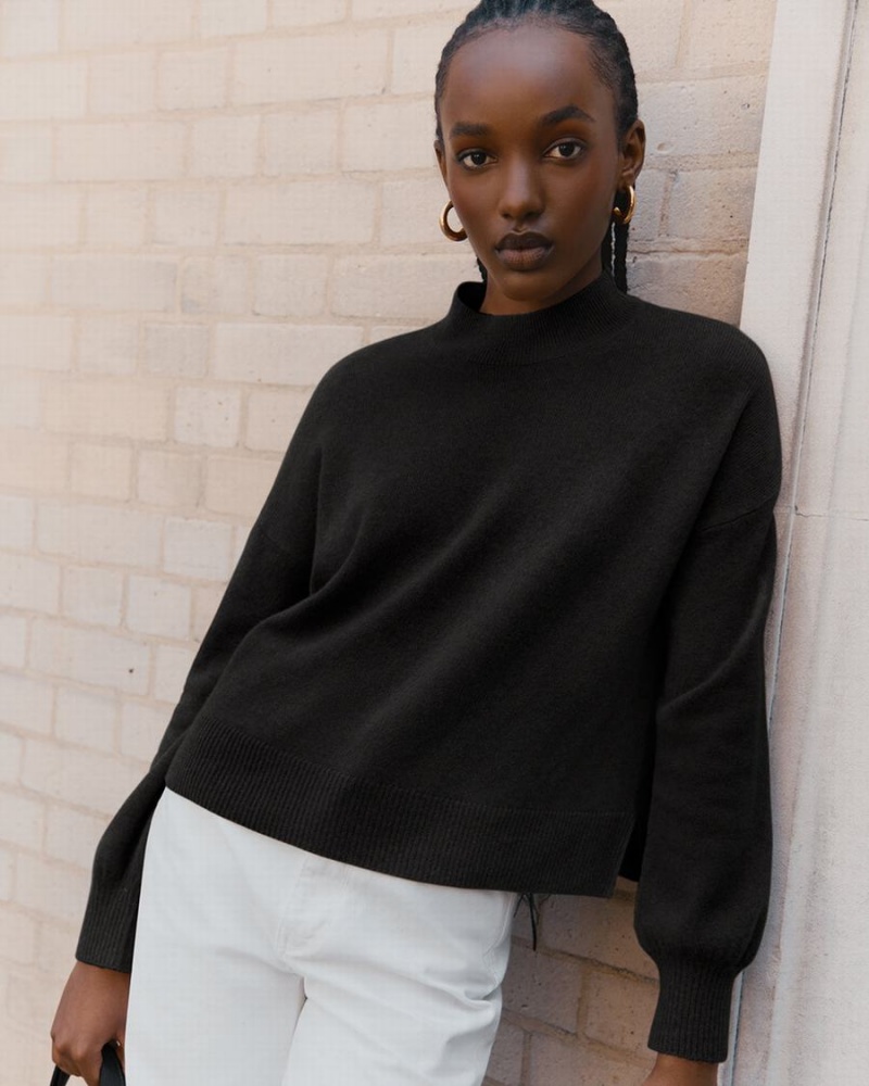 Női Cuyana Single Origin Cashmere Cropped Pulóverek Fekete | YHA4484TS