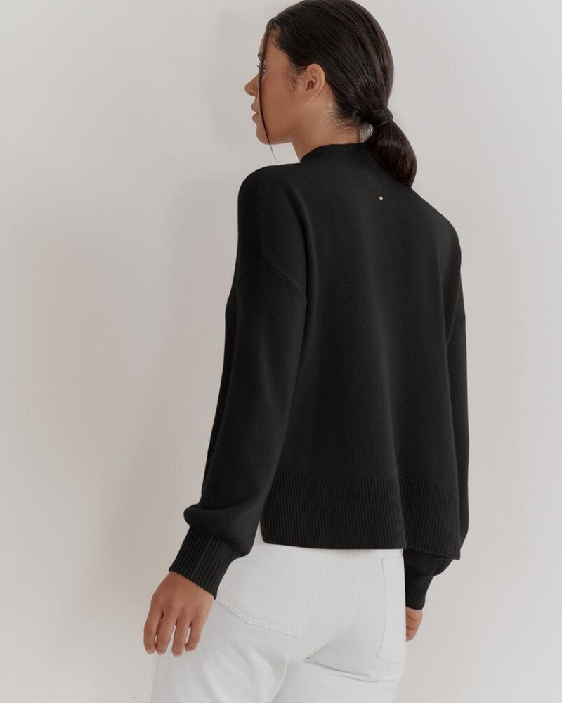 Női Cuyana Single Origin Cashmere Cropped Pulóverek Fekete | YHA4484TS