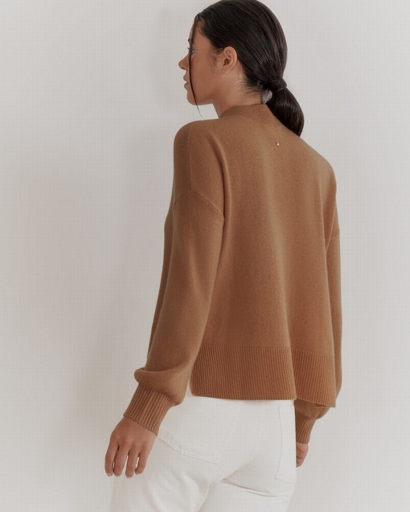 Női Cuyana Single Origin Cashmere Cropped Pulóverek Barna | YCY2414ME