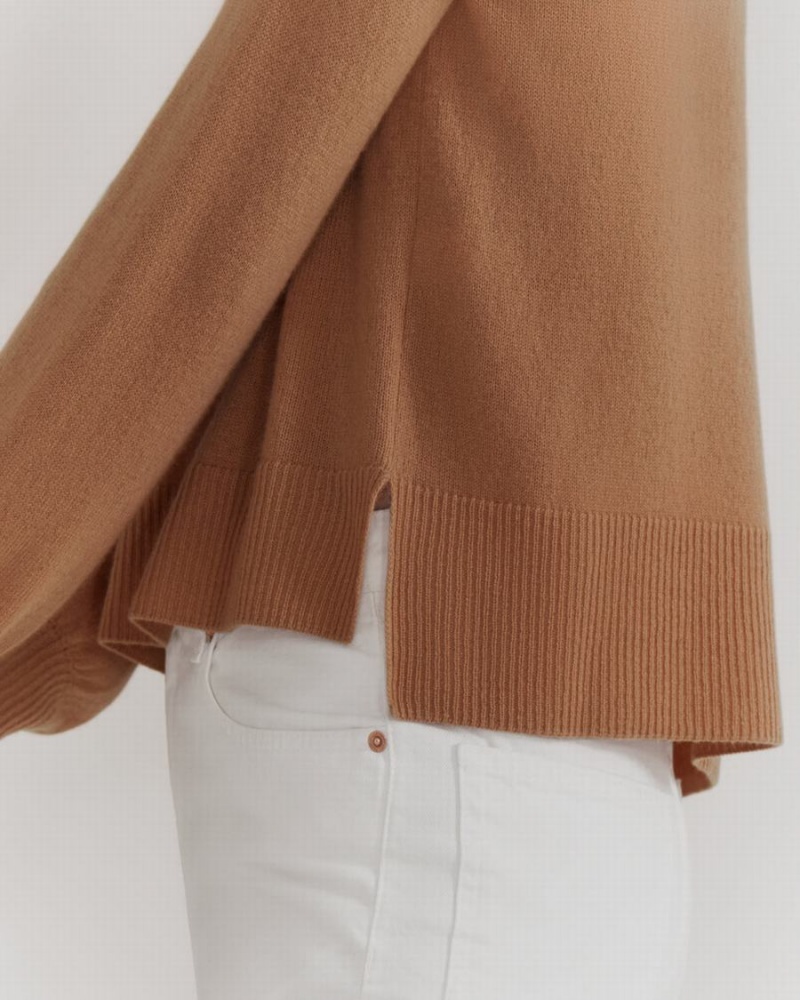 Női Cuyana Single Origin Cashmere Cropped Pulóverek Barna | YCY2414ME