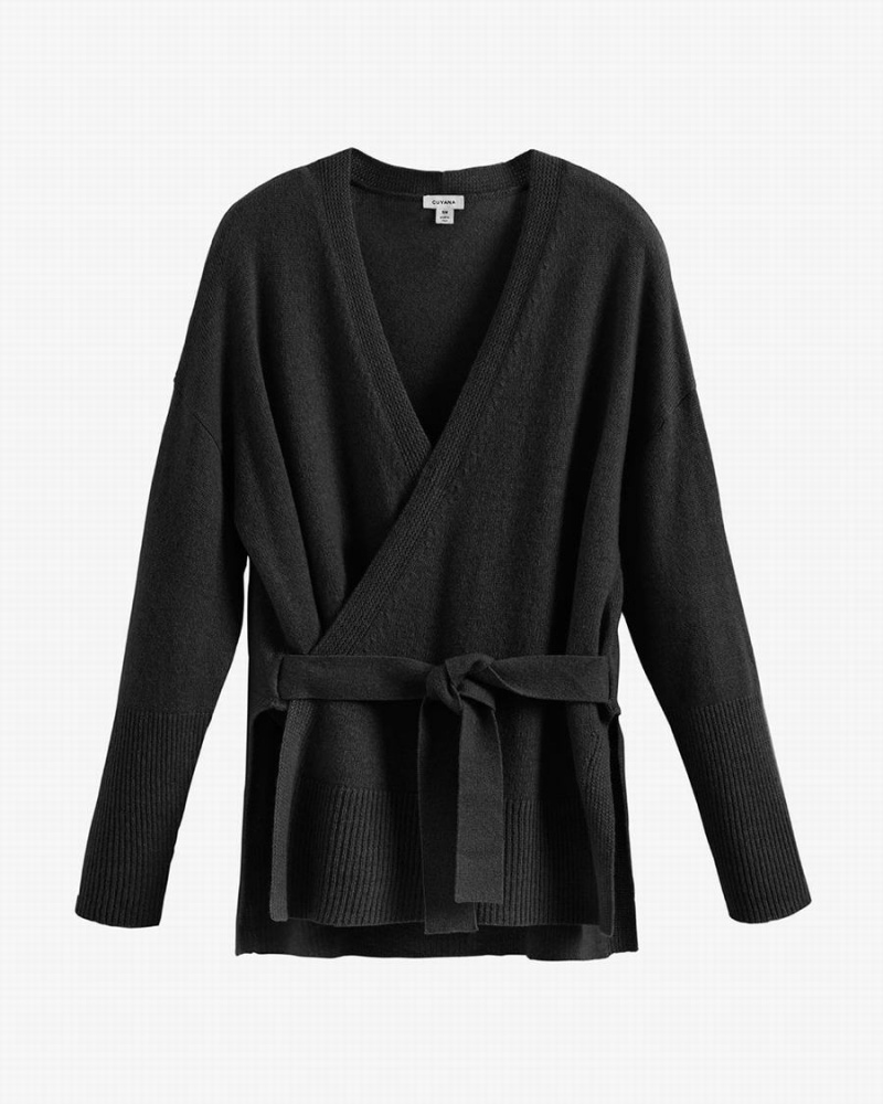 Női Cuyana Single Origin Cashmere Wrap Pulóverek Fekete | IKY5685AU