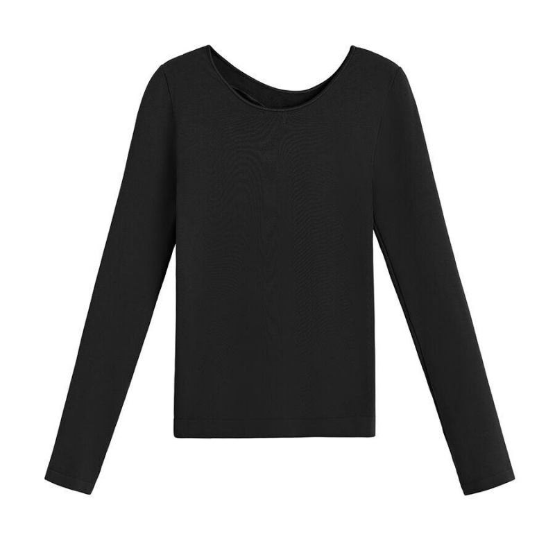 Női Cuyana Stretch Long Sleeve Tee Póló Fekete | YNW962GU