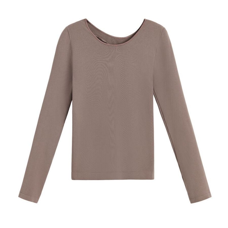 Női Cuyana Stretch Long Sleeve Tee Póló Világos Barna | MPF6088HN