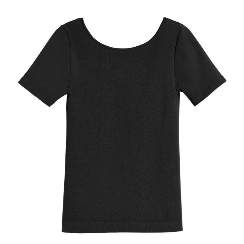 Női Cuyana Stretch Scoop Neck Tee Póló Fekete | ADM2845XZ