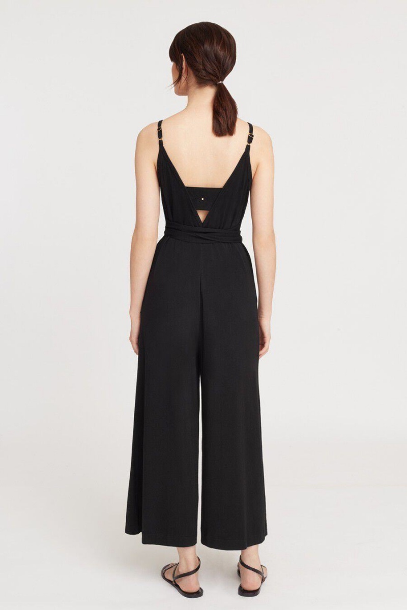 Női Cuyana V-Back Jumpsuit Fekete | QQG3789OW