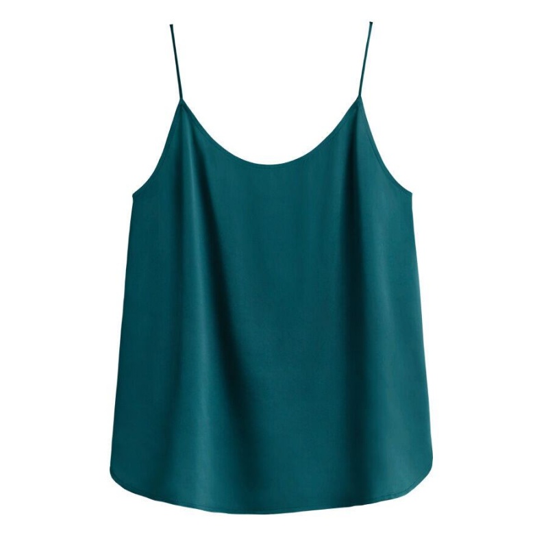 Női Cuyana Washable Charmeuse Cross-Back Cami Ujjatlan Póló Kék | KOG2717VO